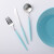 Cutipol葡萄牙餐具土耳其蓝银刀叉勺子三件套装不锈钢树脂手柄家用送礼 土耳其蓝银甜品叉