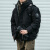型曼冬季新款短款羽绒服男潮牌工装加大码保暖羽绒外套男冬装连帽外套 黑色 4XL（185-200斤）