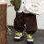 迪士尼（Disney）男童春秋韩版帅气外套三件套2024洋气衬衫套装中小童阔腿灯笼裤潮 绿色三件套（砖红色裤子） 90