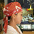 鹿色日式头巾帽服务员烤肉拉面寿司料理店防油烟掉发包头厨师帽子男女 红色花 T06 帽子 可调节