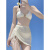 吉米叶子2024新款比基尼四件套辣妹分体游泳衣女小胸长袖性感海边度假显瘦 白色 M(90-100斤)