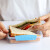 sistema新西兰进口便携三明治便当盒保鲜盒早餐吐司面包盒家用水果沙拉盒 方形餐盒1.2L（31651绿色）