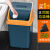 翻盖垃圾桶卫生间厨房卧室网红大容量厕所客厅宿舍带盖垃圾筒 北欧蓝+橙色压盖 9.8L丨1个装丨带压盖单个桶