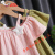 奥特曼2023新款女童露肩衬衫女宝宝雪纺短袖T恤洋气儿童吊带轻薄上衣潮3 粉红色 90cm