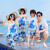 JYZE子装新款夏款沙滩海边旅游一家三口家装束脚套装时尚 5106黄碎花 女宝100码
