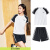 安踏撞色短袖短裤运动套装女2024夏季跑步健身透气舒适两件套