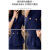 啄木鸟夏季短袖西装套装女薄款职业装小个子气质正装西服套裙前台工作服 蓝色西装+裙子 S
