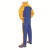 威特仕  44-2650   电焊牛皮工作裤 背配蓝色阻燃防火布 金黄色拼蓝色 S