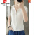皮尔卡丹（pierre cardin）拉链翻领短袖T恤 女设计感韩版夏季冰丝针织开衫半袖白色短款上衣 黑色 S