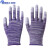 PU手套劳保手套浸胶PU涂指耐磨防滑透气薄款夏季电子厂工作 紫色条纹涂指(36双) S