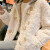亲素（KINNSU）时尚新款秋冬羊羔毛外套女加绒加厚宽松牛角扣冬季棉衣棉袄短外套 米白色 连帽款 S