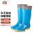 上海牌女士高筒雨靴 防滑耐磨雨鞋防水鞋 时尚舒适PVC/EVA雨鞋 户外防水防滑雨靴 可拆卸棉套 蓝色加棉套 38