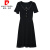 皮尔卡丹2024新款法式雪纺连衣裙女士夏季洋气减龄修身显瘦漂亮小黑裙 黑色 S