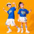 迪士尼（Disney）六一儿童啦啦队表演服小学生运动会服装班服幼儿园啦啦操舞蹈套装 蓝色短袖+白色短裙+袜子发带】 160