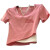 红书依店女士短袖高档上衣女时尚一点冰丝印花假两件短袖T恤女潮夏季韩版 33粉色-3大CROSS XL(95-110斤)