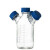 螺口三口/四口流动相液瓶 螺口储液瓶色谱溶剂瓶蓝盖丝试剂瓶HPLC 250ML 三口 (含无孔蓝盖)