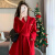 秀哲妍新年战袍圣诞毛呢外套小个子新款加厚呢子大衣女装冬季 红色 xs
