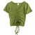fhhuabd高腰V领短款露脐短袖T恤女设计感心机性感小众抽绳漏肚脐装上衣 白色(左侧抽绳) S (75-85斤)