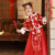 WONST汉服女童春秋加厚兔年拜年服儿童中国风唐装红色喜庆过年新年衣服 红色 150