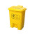 加厚黄色垃圾桶脚踏摇盖废污物塑料桶垃圾桶利器盒回收箱诊所 100L翻盖带轮黄色