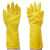 乳胶手套天然橡胶牛筋手套工业劳保洗碗用手套耐磨加厚耐用手套 黄色 L