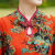 月袖（YUEXIU）夏季新款改良版旗袍裙子女中长款宽松大版短袖连衣裙 红色 XL 建议90-110斤