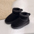 BRCZRO(法国）牛皮2024儿童保暖雪地靴子男女成人短靴加厚防滑毛绒棉鞋 黑色 34 儿童(内长20.5cm)