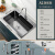 洗菜盆厨房水盆单槽304不锈钢洗菜池加厚洗碗池套装 G26845抽拉冷热龙头八件套
