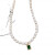 珂蝶韩版米粒淡水珍珠项链女微镶锆石绿色珍珠项链简约时尚个性锁 绿色方形