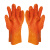 棉毛浸塑手套耐油耐酸碱工业手套PVC浸胶止颗粒滑止滑防油手套 35公斤加长橘色止滑款10双