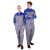 斯卡地尔（Scotoria）夏季工作服套装 分体式长袖工装舒适高棉 CVC1401蓝灰色 1套2XL码