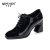 奇普森（QIPUSEN）品牌高跟鞋系带粗跟软皮舒适皮鞋女2024春季新款时尚潮流真皮单鞋 黑色 36