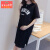 卡富亚（KAAFUUYAA）孕妇连衣裙秋季大码宽松韩版短袖T恤中长款新款夏装上衣 黑色 M
