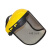 头戴式割草机防护面罩钢丝网面具防爆防冲击溅面屏园林打草帽工业品 黄色 一套面罩