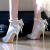鲁伊森520送女友女鞋新款2024水晶婚纱两穿感蝴蝶婚鞋新娘高跟鞋 银色8厘米 36