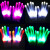 LED发光手套表演 手影舞荧光手套 抖音酒吧蹦迪神器EDM电音节装备 彩色 双面发光一双