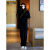 蔓尔依卫衣女装春季休闲运动套装2024新款韩版时尚气质连帽卫衣两件套潮 黑色套装 L