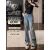 承蜜美式高腰牛仔裤女2024夏季新款设计感破洞宽松显瘦大码垂感直筒裤 蓝色-加长款 (身高165CM以上) XS 建议体重80-90斤