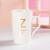 创意陶瓷咖啡马克杯带盖勺个性潮流牛奶喝水杯子男女早餐茶杯 白色-Z单杯