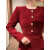 HPVD礼服女宴会晚礼服高档小个子红色连衣裙2024秋冬新款订婚高级伴娘 酒红色 M