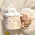 景德镇兔子吸管马克杯带盖高颜值可爱儿童水杯家用陶瓷杯子女生生日礼物 粉花兔杯+盖+吸管 约400ml 0个 400ml