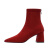 UXGK过年穿的本命年龙年女鞋子英伦风红色马丁靴高跟短靴订婚敬酒靴 红色/粗跟5cm 34