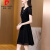 皮尔卡丹2024新款法式雪纺连衣裙女士夏季洋气减龄修身显瘦漂亮小黑裙 黑色 S