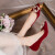 范华洛酒红色婚鞋红秀禾2024年夏季细跟绒面高跟鞋女结婚中式新娘鞋 酒红色刺绣(细跟6厘米) 39