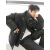 娇茗雅CHCEO感男装冬季加厚设计感拼接外套韩系假两件质感棉衣 黑色 2xl