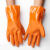 悦常盛耐油耐酸碱 防水工业手套 加厚棉毛浸塑橡胶防护手套舒适内 升级款橘色P806(10双