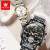 欧利时（OLEVS）瑞士认证品牌手表机械表情侣对表防水夜光男表礼物送男友情侣手表 全黑间白一对/精美礼盒/定制刻字