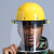 众森维特透明防护面罩安全帽面屏电焊打磨防冲击耐高温防飞溅安全防尘面具 黄色安全帽+护颈进口面屏1.5mm加厚（