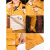 牛皮电焊工作服焊工防烫皮衣耐高温电焊防护服防阻燃隔热焊接皮裤 T黄色前身牛皮+后背牛仔布裤子 XL