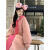 HIWISH女生显瘦韩版大衣假两件连帽拼接外套女装冬季2023新款设计感 粉色 S